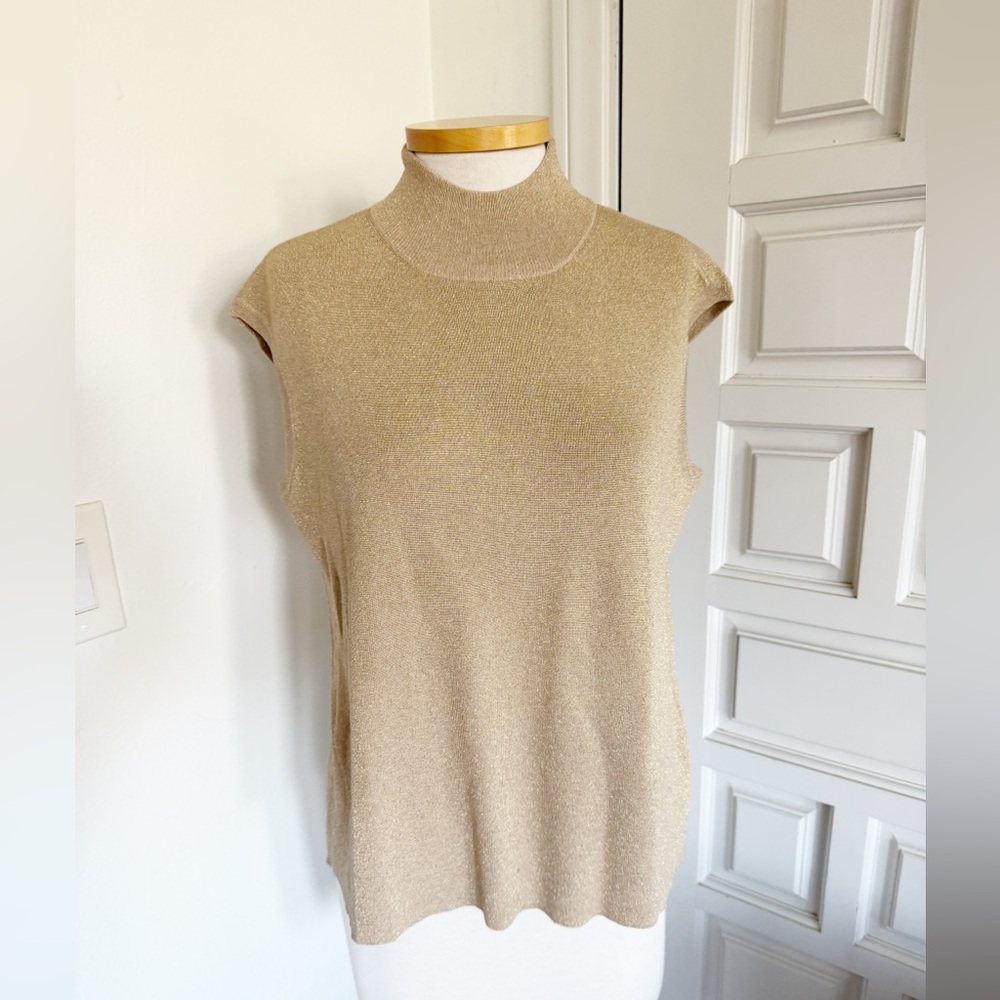 NWT Coldwater Creek Gold Sleeveless Knit Top High Neck Mock Turtleneck Size 1X - Picture 14 of 14
